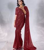 Pure georgette embellished sequinned party wear saree