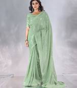 Pure georgette embellished sequinned party wear saree