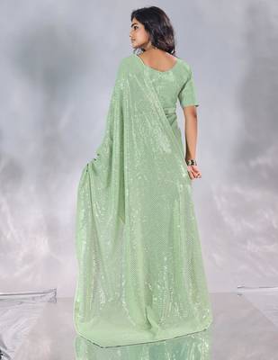 Pure georgette embellished sequinned party wear saree 3