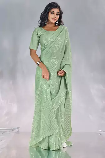 Pure georgette embellished sequinned party wear saree