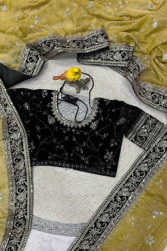 Light Yellow Color Sequins Embroidery Work Silk Saree