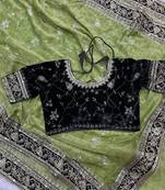 Mehndi Green Color Sequins Embroidery Work Silk Saree