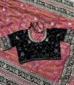 Peach Color Sequins Embroidery Work Silk Saree