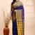 Blue handloom saree with yellow traditional border & intricate weaving design
