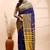 Blue handloom saree with yellow traditional border & intricate weaving design