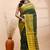 Dark green handloom cotton saree with yellow traditional border & intricate weaving design