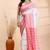 White handloom cotton saree with red traditional border & intricate weaving design