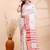 Offwhite & red handloom saree with minimalist woven motifs and classic contrast border