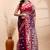 Purple & red muslin saree with delicate jamdani motifs and graceful contrast border