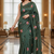 Green Color Malti Thread Embroidery work Silk Saree