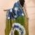 Indigo and olive bagru malmal cotton saree with artistic tie-dye circles & vibrant handcrafted patterns