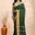 Dark green handloom cotton saree with mustard yellow heritage border