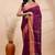Magenta handloom cotton saree with rust heritage border
