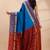 Royal blue kanjivaram silk saree with purple border & red zari pallu