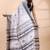 White & black handloom saree with minimalist woven motifs and classic contrast border