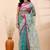 Sea green dual toned muslin saree with delicate jamdani motifs and graceful contrast border