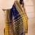 Blue handloom saree with yellow traditional border & intricate weaving design