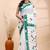 White & green  handloom saree with intricate applique work and floral artistic border