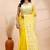 Yellow and white muslin saree with delicate jamdani motifs and self border