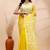 Yellow and white muslin saree with delicate jamdani motifs and self border