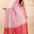 White & red handloom cotton saree with fine striped weave and traditional border