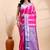 Pink and blue kanjivaram silk saree with silver zari motifs