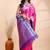 Pink and blue kanjivaram silk saree with silver zari motifs