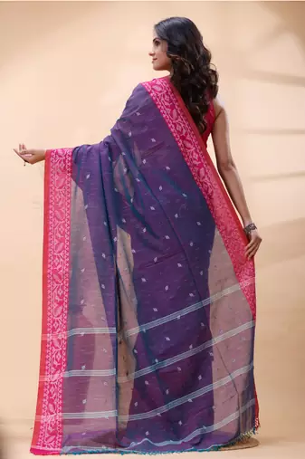 Handloom cotton saree in affair dual toned color with pink heritage border
