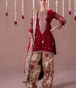 Maroon embroidery faux georgette fully stitched patiyala salwar