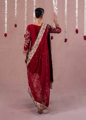 Maroon embroidery faux georgette fully stitched patiyala salwar 3