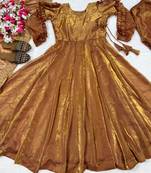 Copper embroidery fendy fully stitched anarkali set