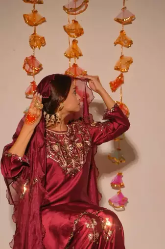 Maroon embroidery satin fully stitched farshi salwar suit set