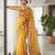 Yellow Color  Floral Embroidery And multi color thread work Silk Saree