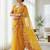 Yellow Color  Floral Embroidery And multi color thread work Silk Saree