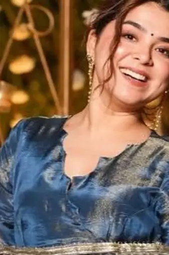 Navy blue embroidery vichitra silk blend fully stitched anarkali suit set
