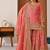 Peach embroidery crunchy silk fully stitched sharara palazzo suit set