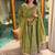 Olive green embroidery vichitra silk anarkali suit set