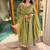 Olive green embroidery vichitra silk anarkali suit set