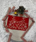 White Color Sequins with Silver & Jari Dori Embroidery work   Faux Georgette  Saree