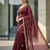 Maroon Color  jari Dori Thread Embroidery Work  Velvet Saree