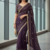 Purple Color  jari Dori Thread Embroidery Work  Velvet Saree