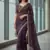 Purple Color  jari Dori Thread Embroidery Work  Velvet Saree