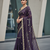 Purple Color  jari Dori Thread Embroidery Work  Velvet Saree