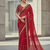 Red Color  jari Dori Thread Embroidery Work  Velvet Saree
