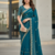Teal Color  jari Dori Thread Embroidery Work  Velvet Saree