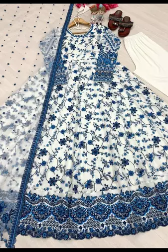 Skyburds embroidery sequence full stitched anarkali gown