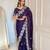 Purple Color Sequins Embroidery  Work  Satin Silk  Saree