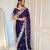 Purple Color Sequins Embroidery  Work  Satin Silk  Saree