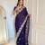 Purple Color Sequins Embroidery  Work  Satin Silk  Saree