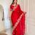 Red Color Sequins Embroidery  Work  Satin Silk  Saree